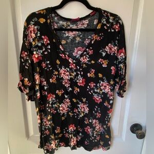 Elegant Floral Black Blouse